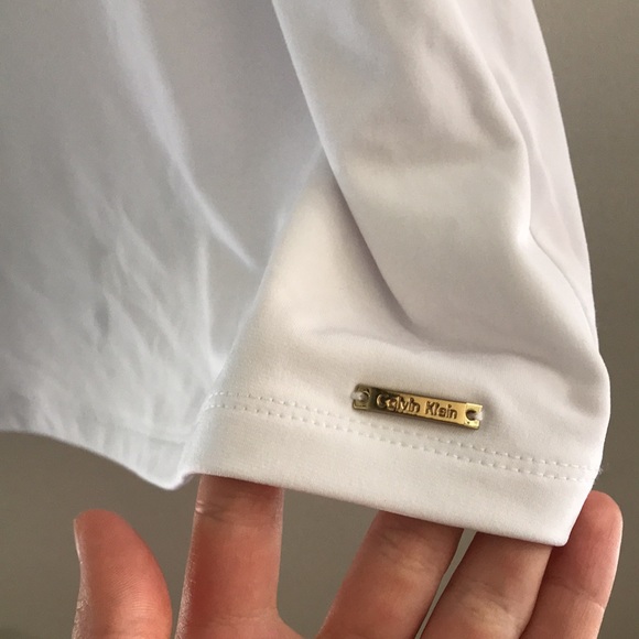 Calvin Klein sleeveless white blouse gold rivets M - Picture 3 of 4